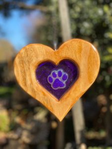 Purple Paw Print Heart Sun Catcher 
