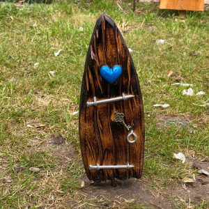 Fairy Door & Blue Resin Heart Ornament