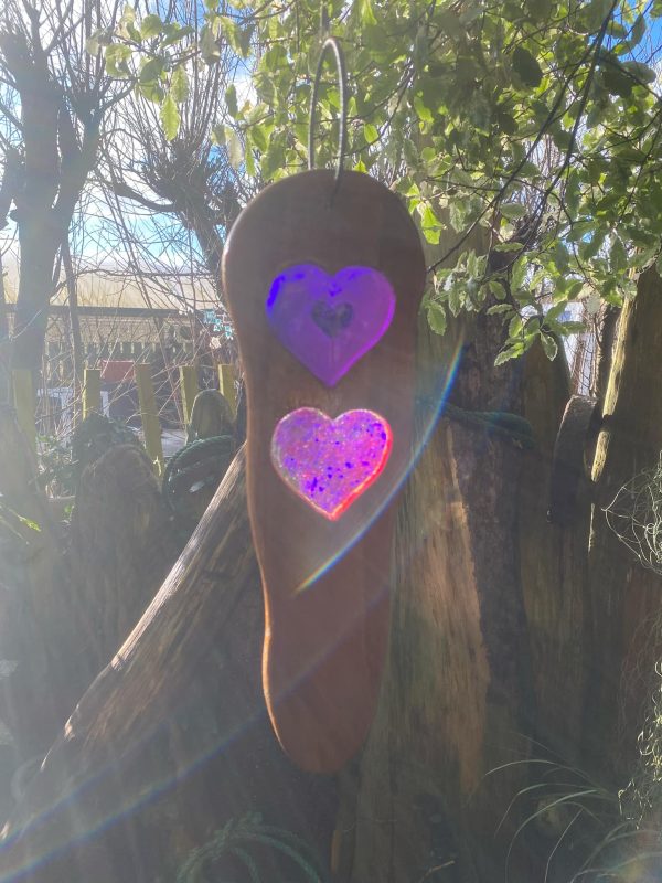 Transparent Purple & Pink Heart's Suncatcher (IN-STOCK)