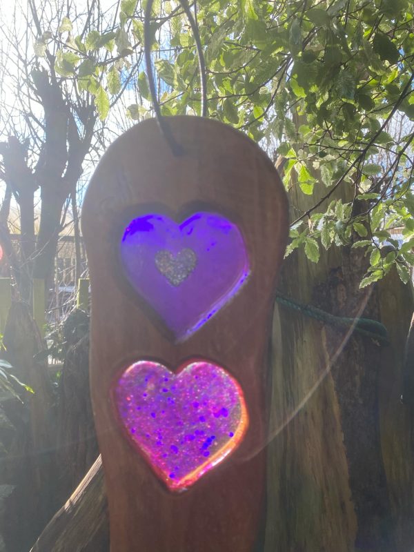 Transparent Purple & Pink Heart's Suncatcher (IN-STOCK)