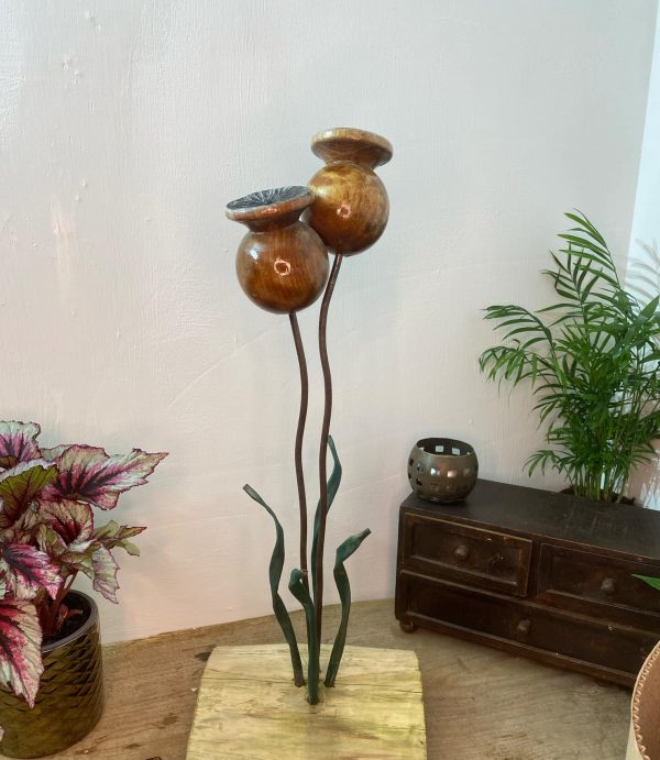 Handcrafted Iroko Poppy Feature (IN-STOCK)