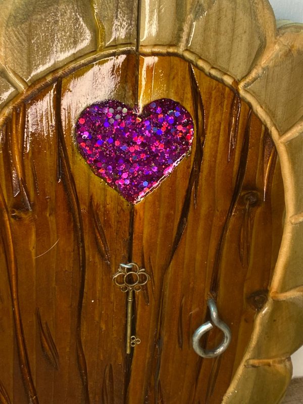 Rustic Fairy Door With Pink Heart