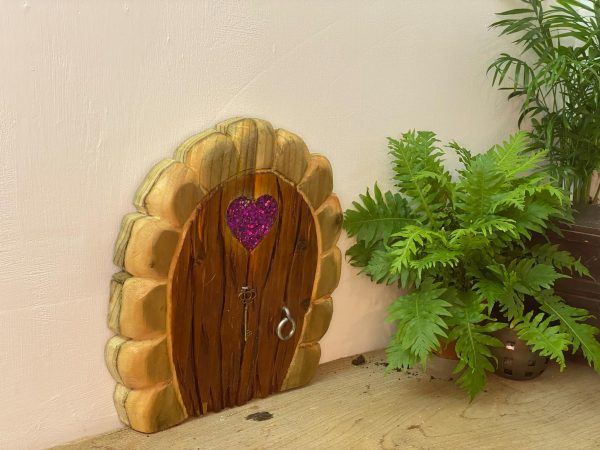 Rustic Fairy Door With Pink Heart