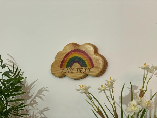 Rainbow Paw Cloud Plaque Wall AI Art