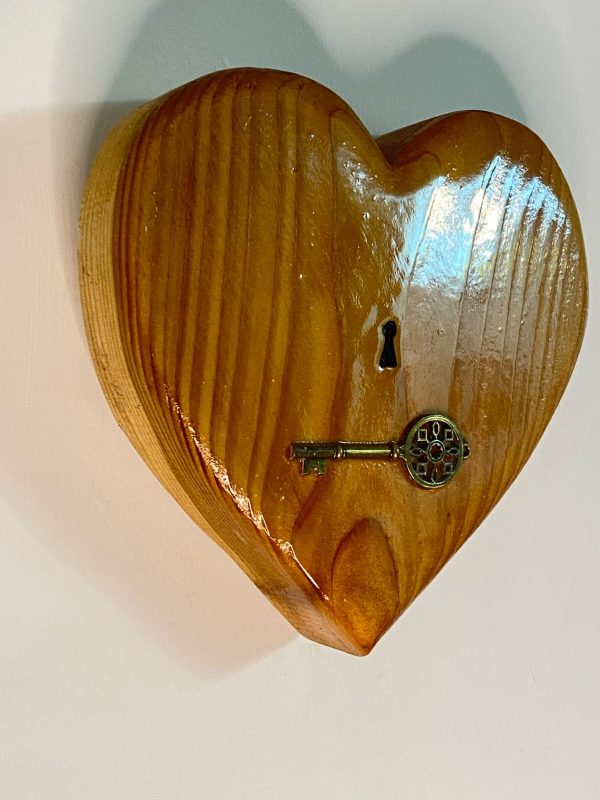 Wooden Heart & Key Lock Wall Art