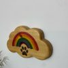 Rainbow Paw Cloud Plaque Wall AI Art