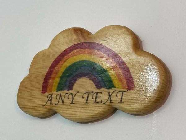 Rainbow Paw Cloud Plaque Wall AI Art