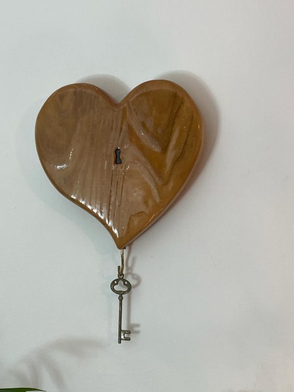 Wooden Heart & Key Lock Wall Art