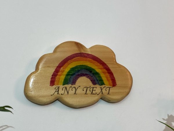 Rainbow Paw Cloud Plaque Wall AI Art