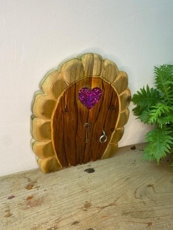 Rustic Fairy Door With Pink Heart