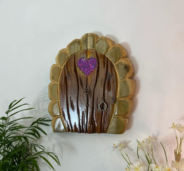 Rustic Fairy Door With Pink Heart