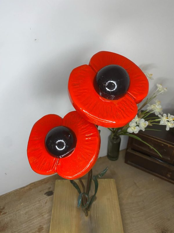 Pair Of Red Poppies Sculpture (IN-STOCK)