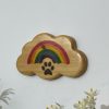 Rainbow Paw Cloud Plaque Wall AI Art