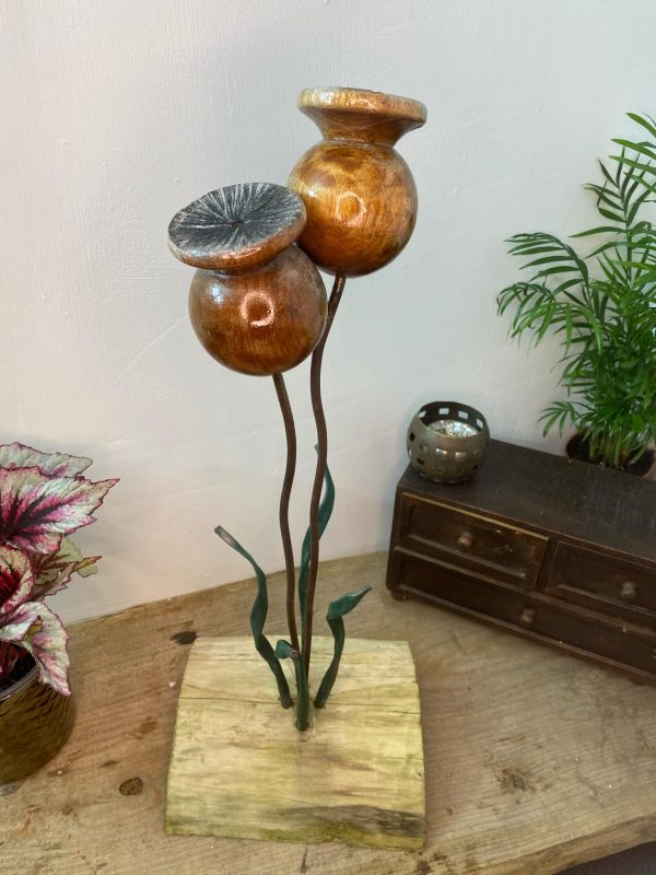 Handcrafted Iroko Poppy Feature (IN-STOCK)