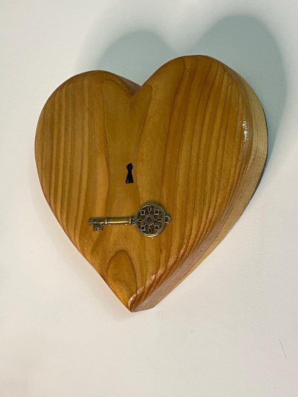 Wooden Heart & Key Lock Wall Art