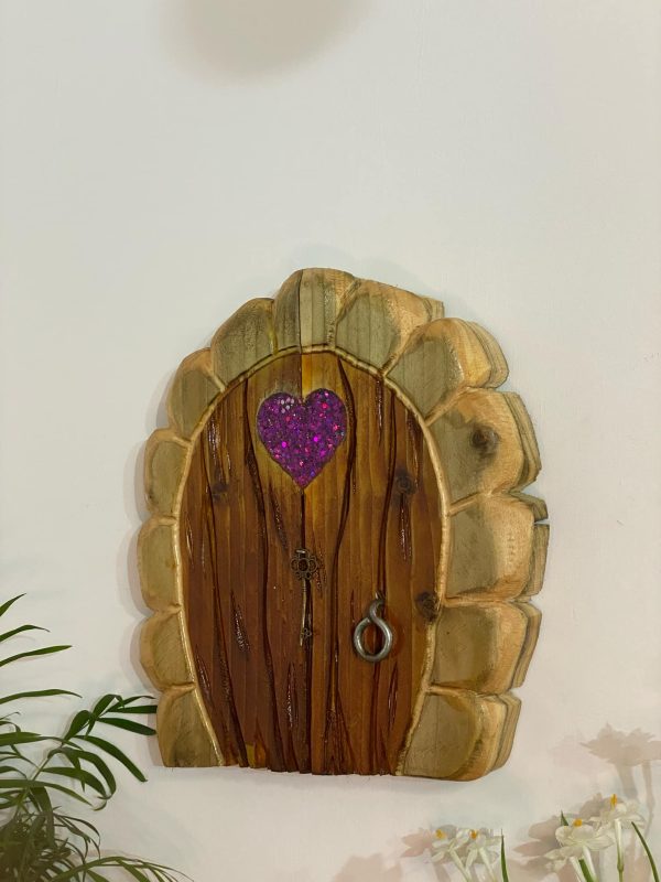 Rustic Fairy Door With Pink Heart