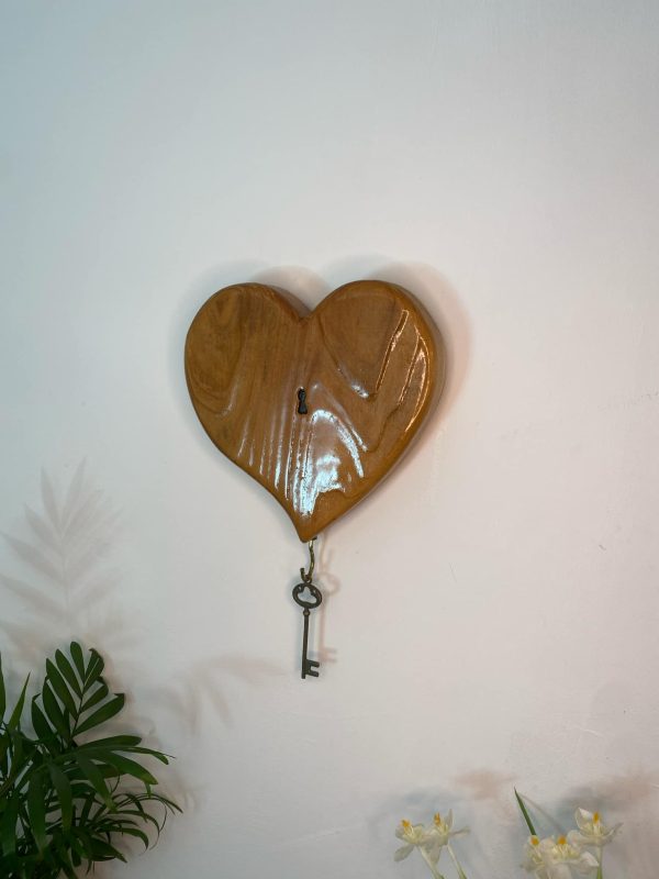 Wooden Heart & Key Lock Wall Art