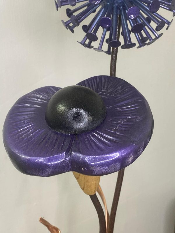 Purple Poppy Sculpture & Dandelion Ornament (IN-STOCK)