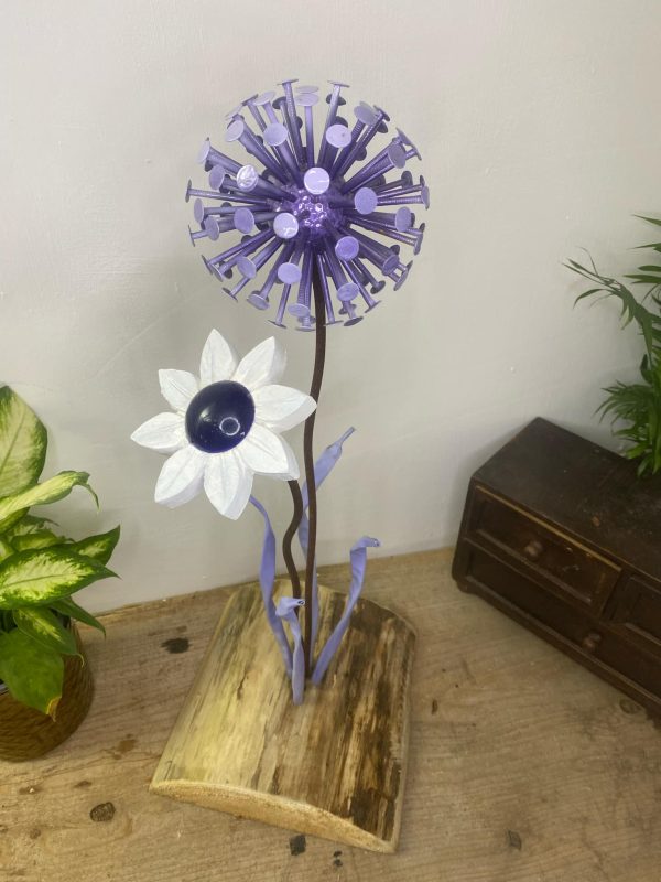 Daisy Sculpture & Lilac Dandelion Ornament (IN-STOCK)