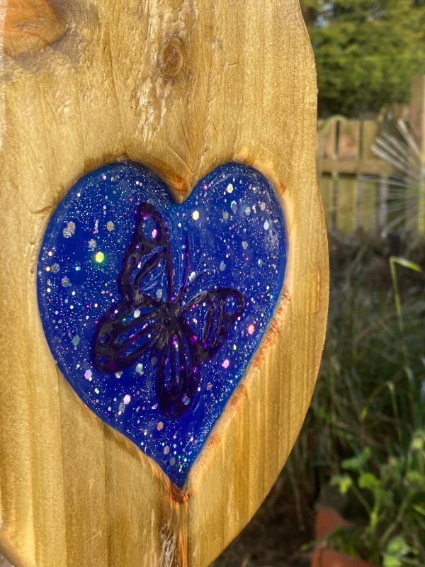 Blue Butterfly Glitter Heart Tree Spinner (IN-STOCK)