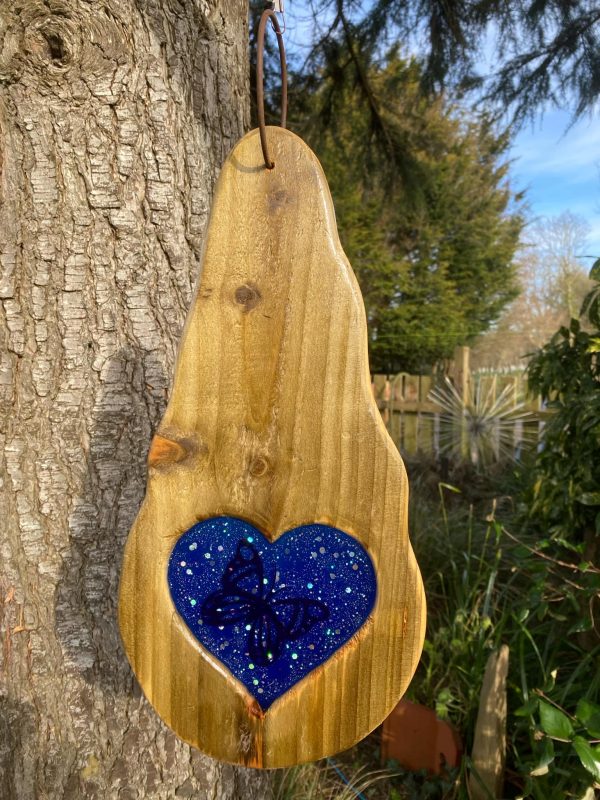 Blue Butterfly Glitter Heart Tree Spinner (IN-STOCK)