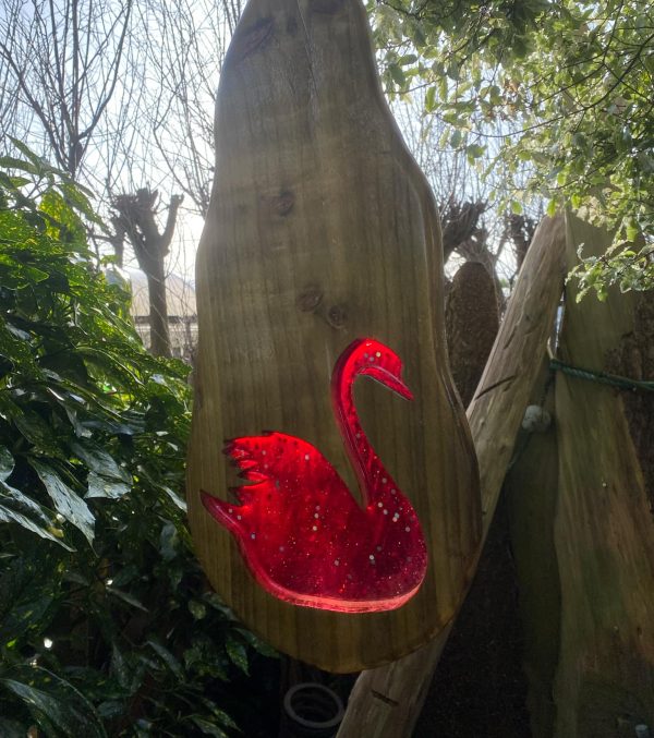 Transparent Red Swan Suncatcher (IN-STOCK)