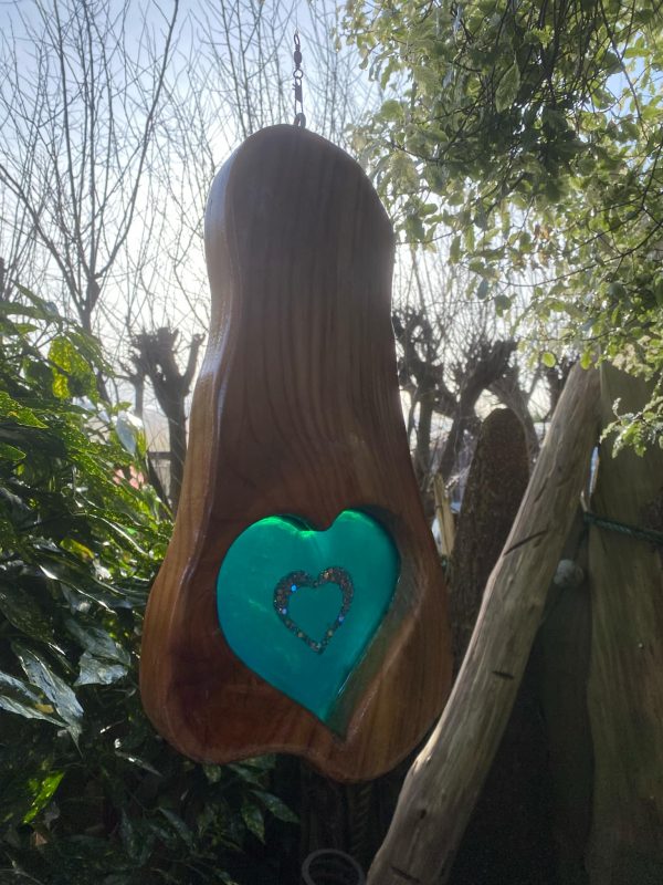 Transparent turquoise Heart Suncatcher (IN-STOCK)