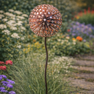 Copper & Aluminium Nail Allium / Dandelion Garden Feature