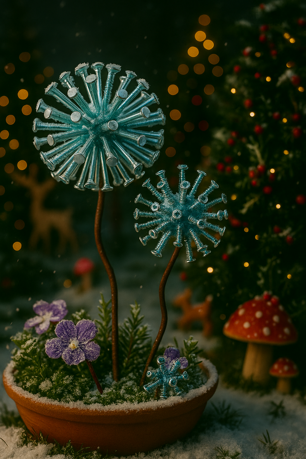 Turquoise Allium Ornament – Dandelion Flower, Christmas Gift for Gardeners