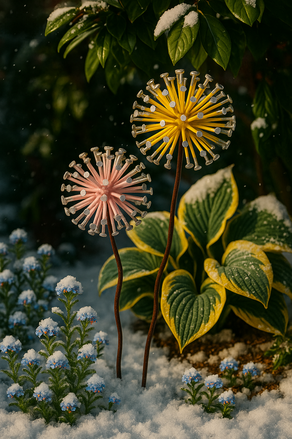 Allium Flower Pair – Handmade Garden Accents, Christmas Gift