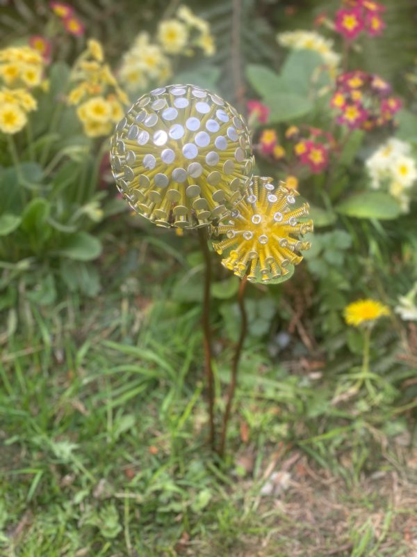Pair of Yellow Dandelion / Allium Ornament