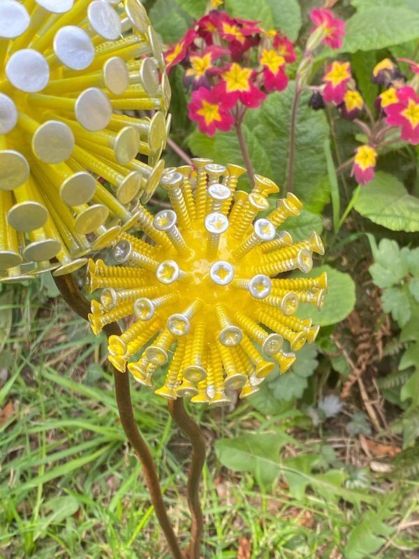 Pair of Yellow Dandelion / Allium Ornament