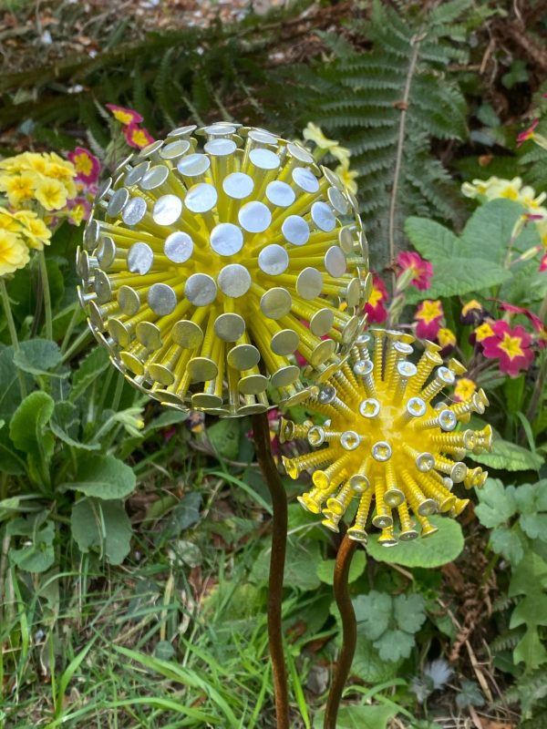 Pair of Yellow Dandelion / Allium Ornament