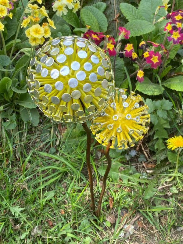 Pair of Yellow Dandelion / Allium Ornament