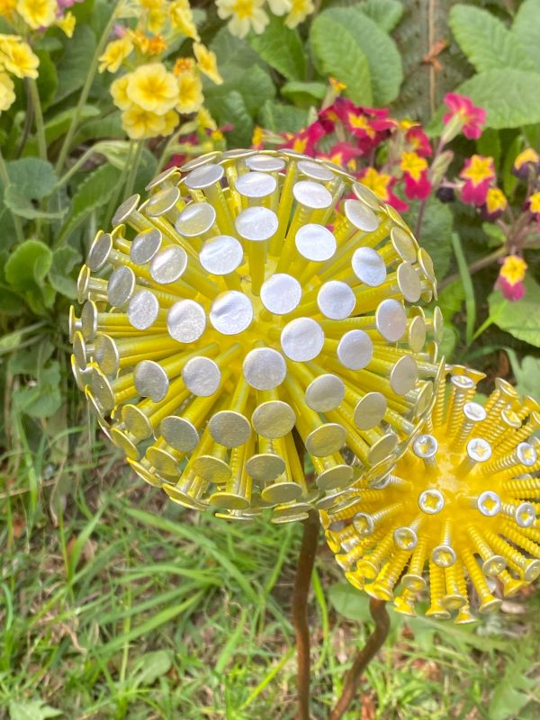 Pair of Yellow Dandelion / Allium Ornament