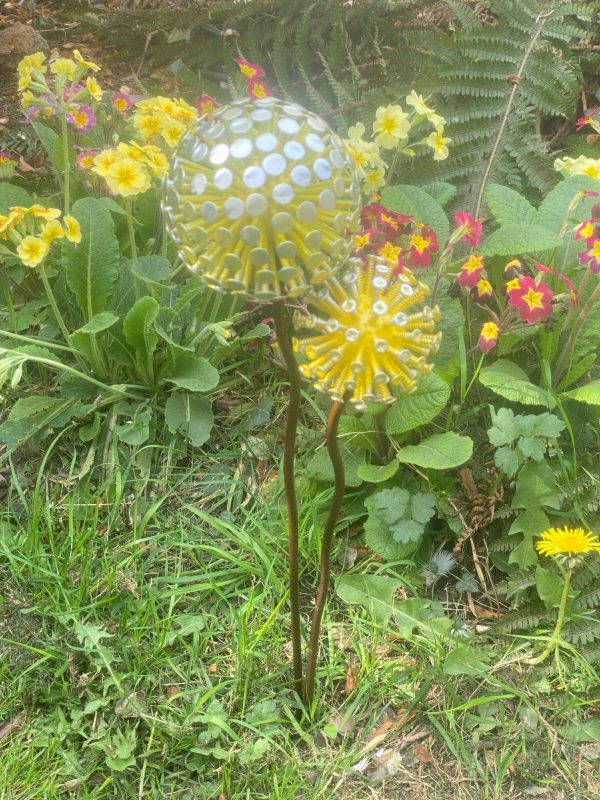 Pair of Yellow Dandelion / Allium Ornament