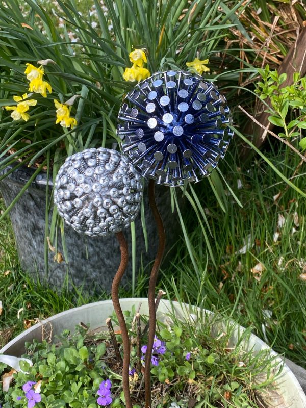 Pair of Allium's Dark blue and Silver Feature