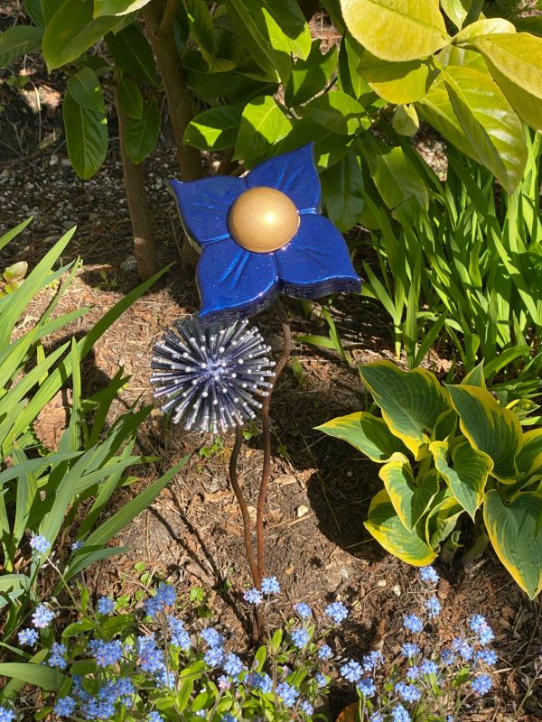 Metallic Blue Flower & Dandelion Feature (IN-STOCK)