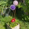 Purple & Pink Dandelion / Allium Lawn Ornament