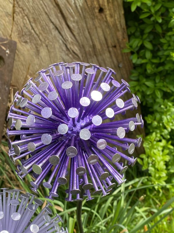 Purple & Lilac Dandelion / Allium Lawn Ornament