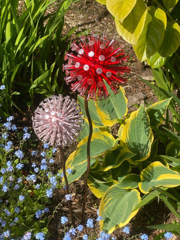 Red & Pink Dandelion / Allium Lawn Ornament