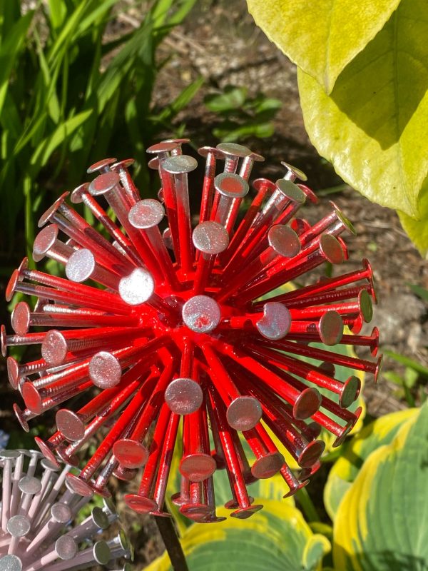 Red & Pink Dandelion / Allium Lawn Ornament