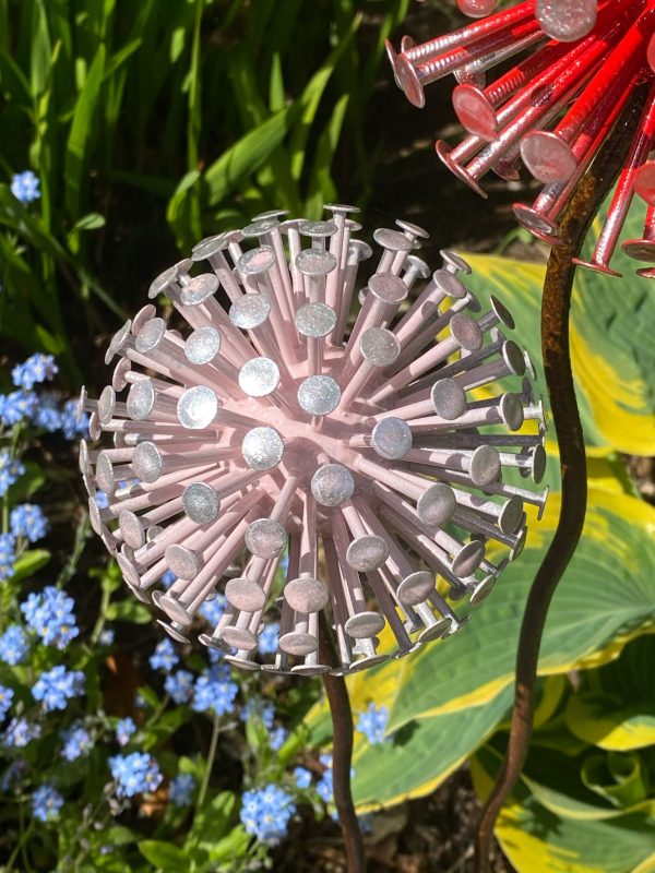 Red & Pink Dandelion / Allium Lawn Ornament