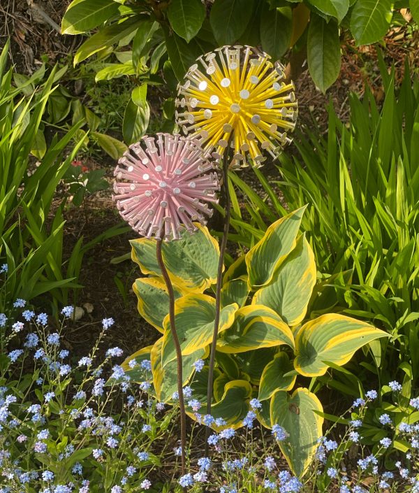 Yellow & Pink Pair of Dandelions / Alliums (IN-STOCK)