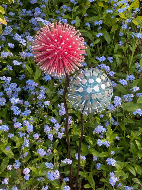 Blue & Pink Pair of Dandelions / Alliums (IN-STOCK)
