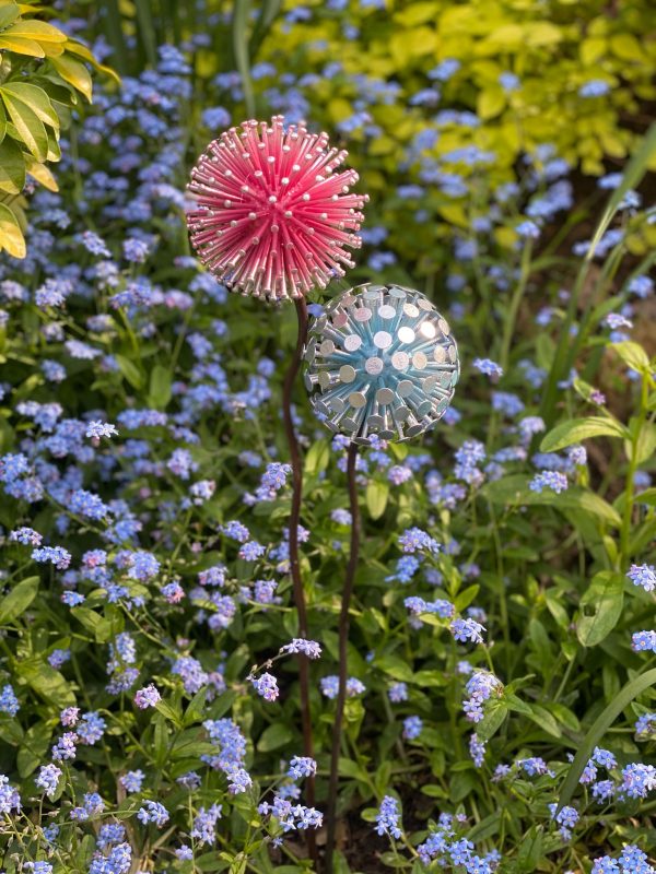 Blue & Pink Pair of Dandelions / Alliums (IN-STOCK)