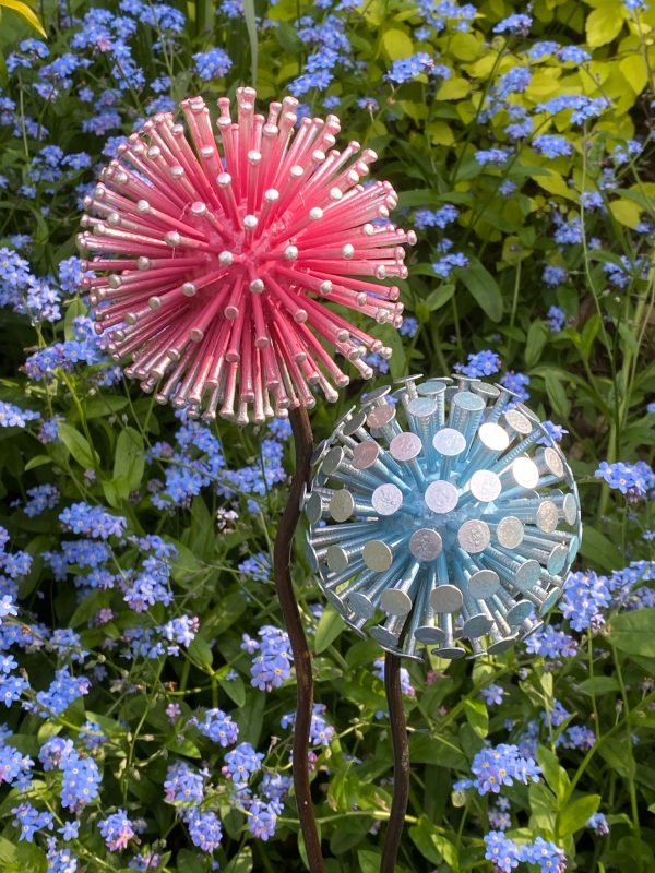 Blue & Pink Pair of Dandelions / Alliums (IN-STOCK)