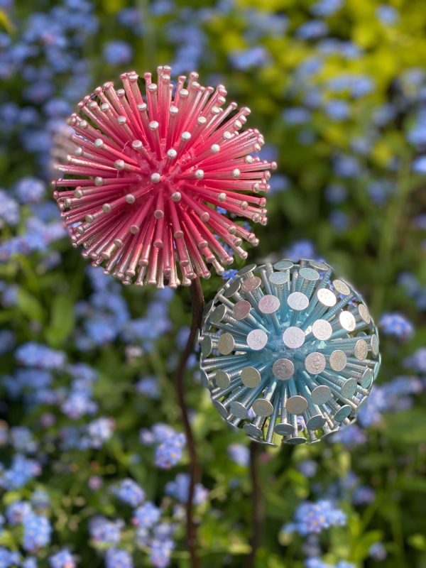 Blue & Pink Pair of Dandelions / Alliums (IN-STOCK)