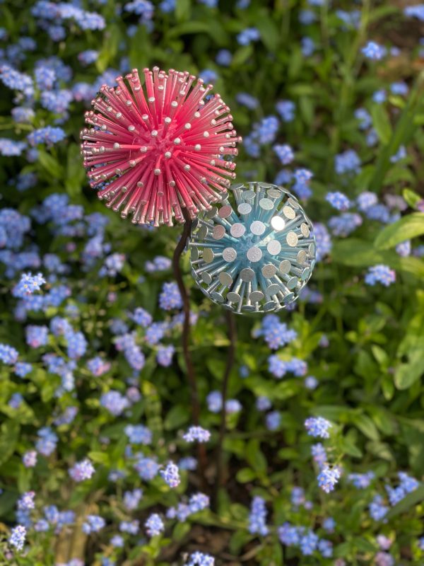Blue & Pink Pair of Dandelions / Alliums (IN-STOCK)