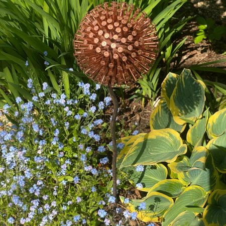 Iroko Wood and Copper Nail Allium
